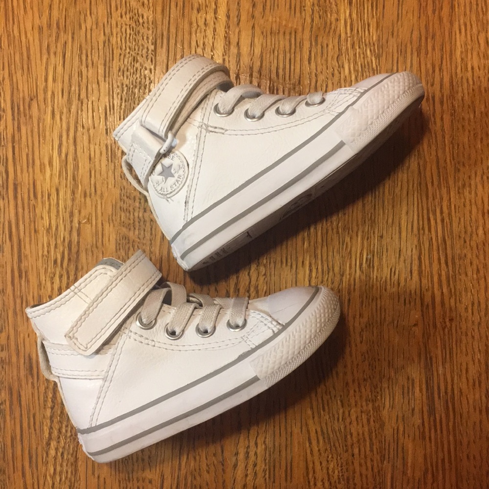 White leather converse toddler 5